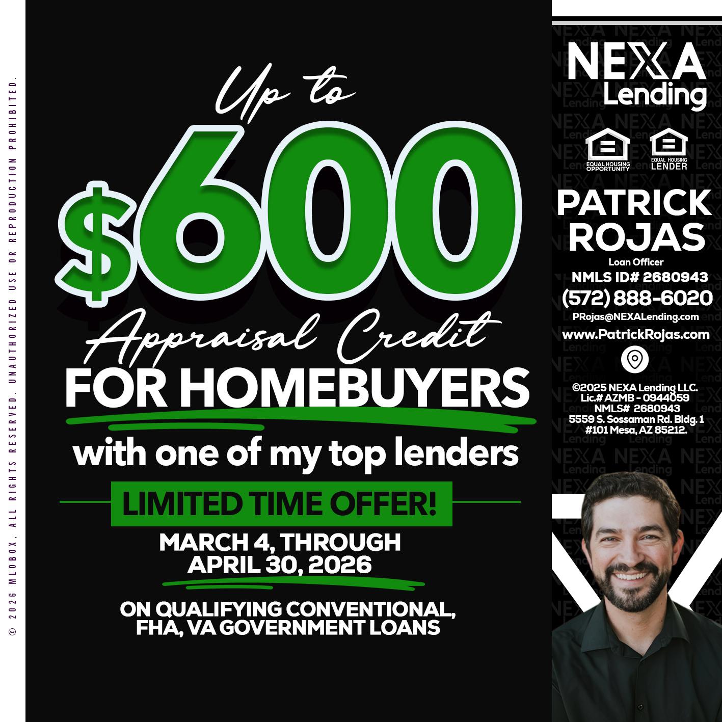 UP TO 600 - Patrick Rojas -Loan Officer