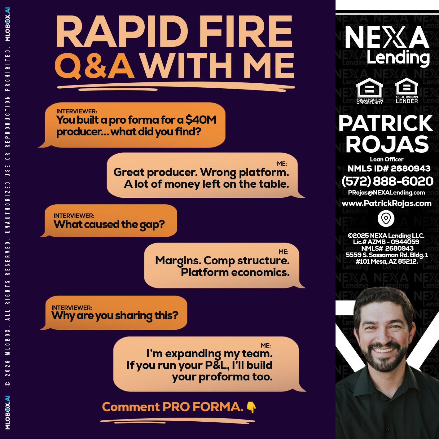 RAPID FIRE - Patrick Rojas -Loan Officer
