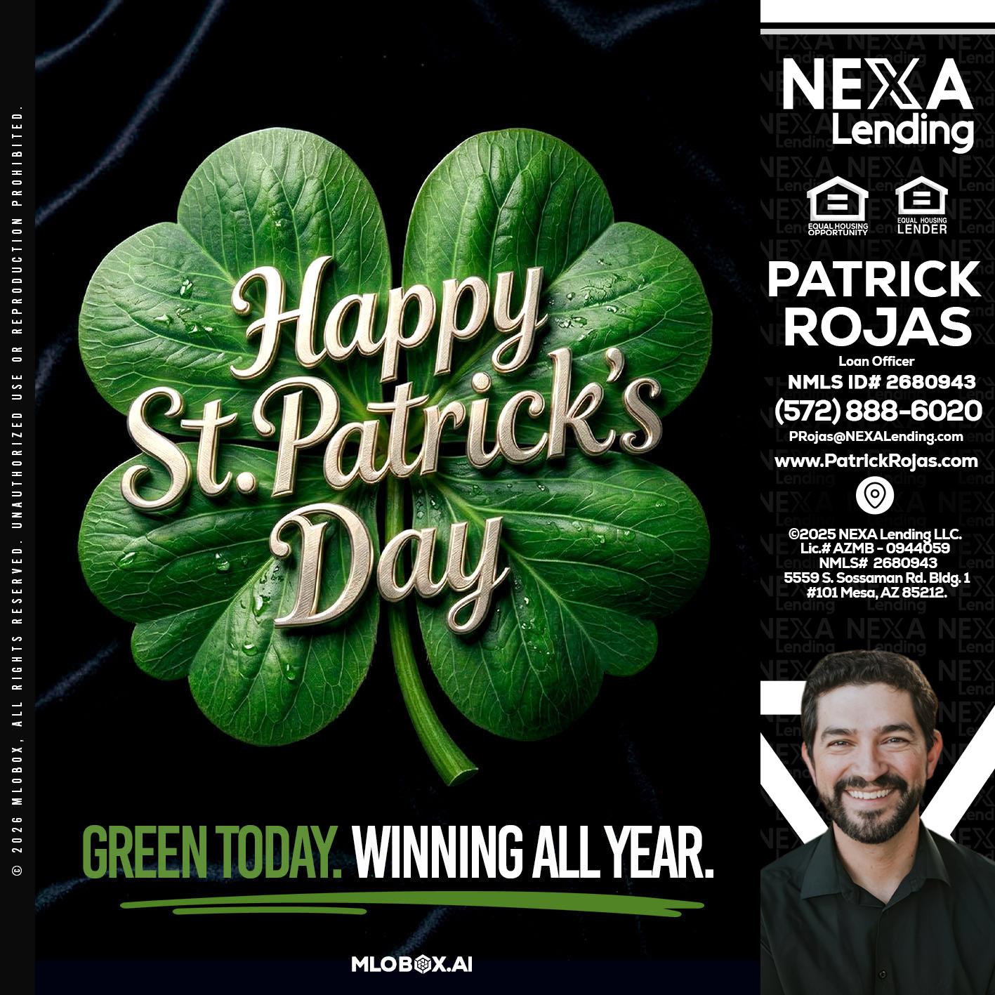 happy st. Patricks day - Patrick Rojas -Loan Officer