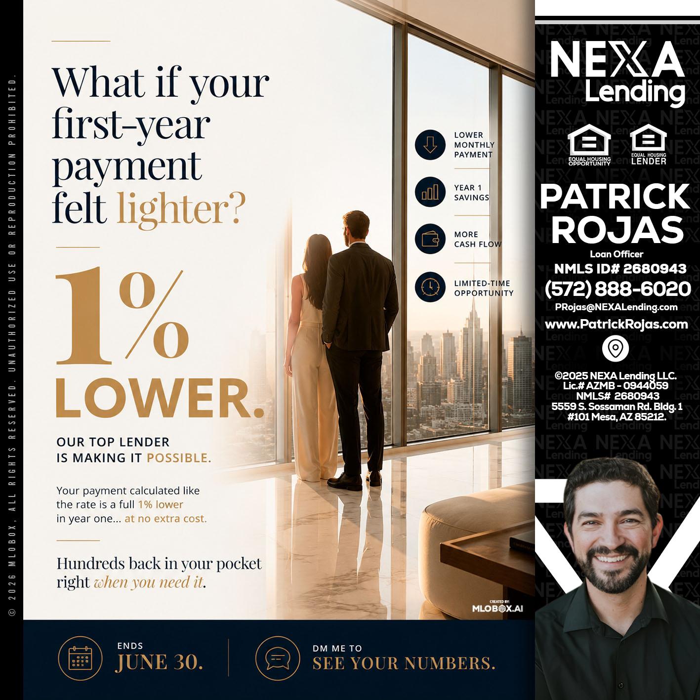 1% lower - Patrick Rojas -Loan Officer