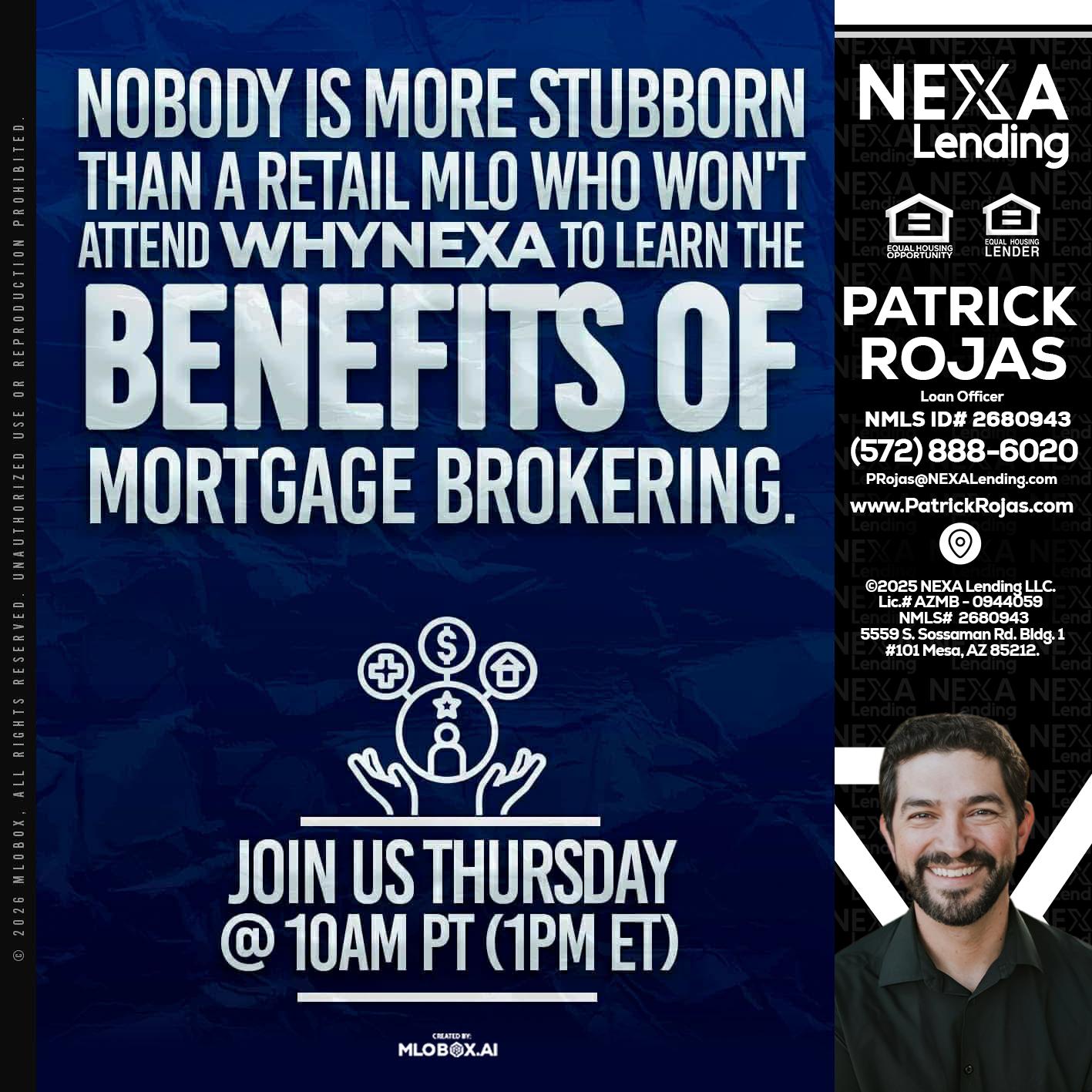 NOBODY IS MORE - Patrick Rojas -Loan Officer